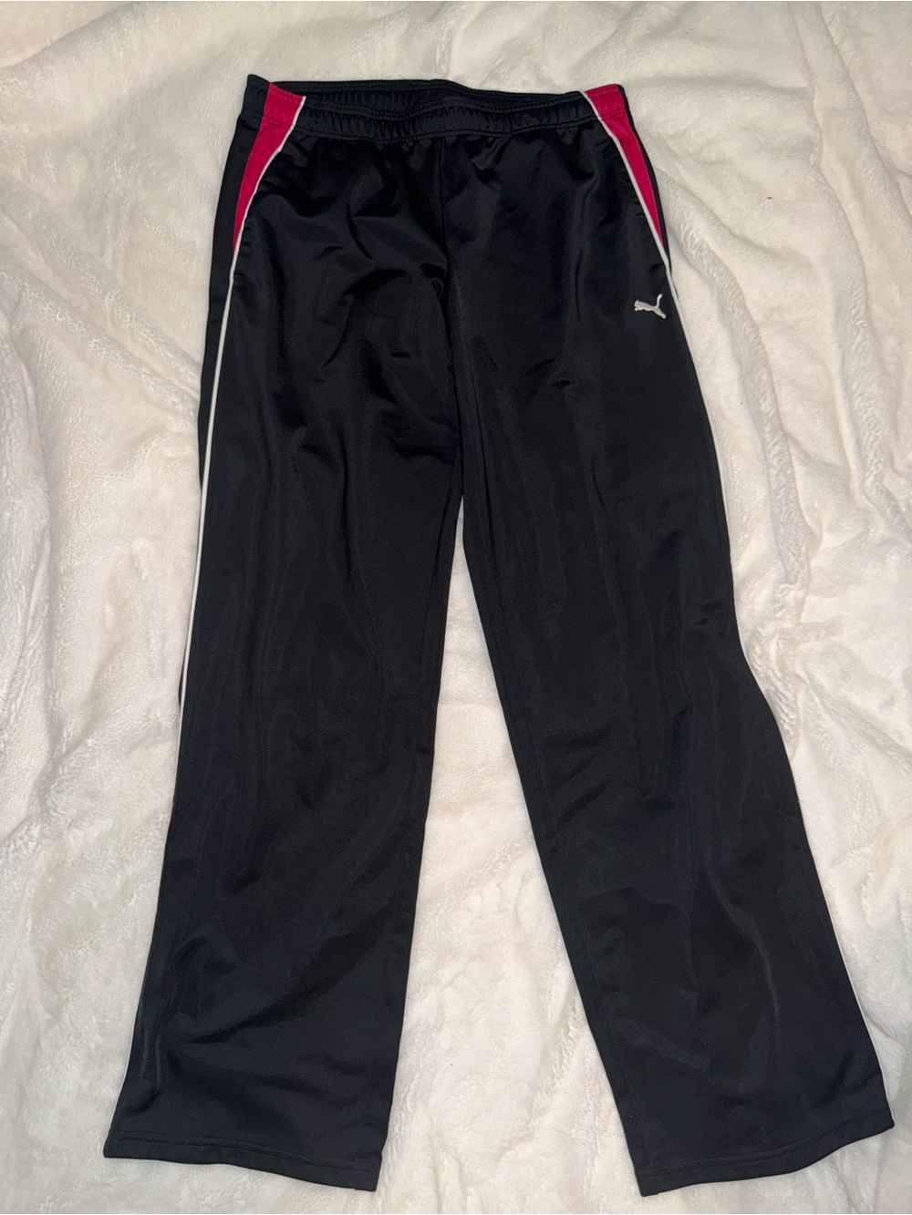 Puma Black Track Pants w Red and White Stripes